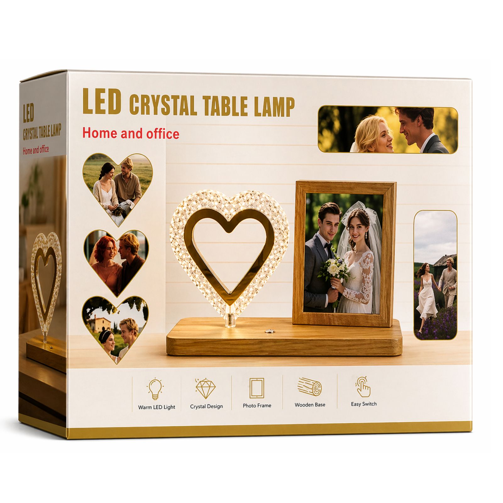 ❤️ Lampë LED Kristali me Formë Zemre & Kornizë Fotoje = Dhuratë Romantike - Figura 3